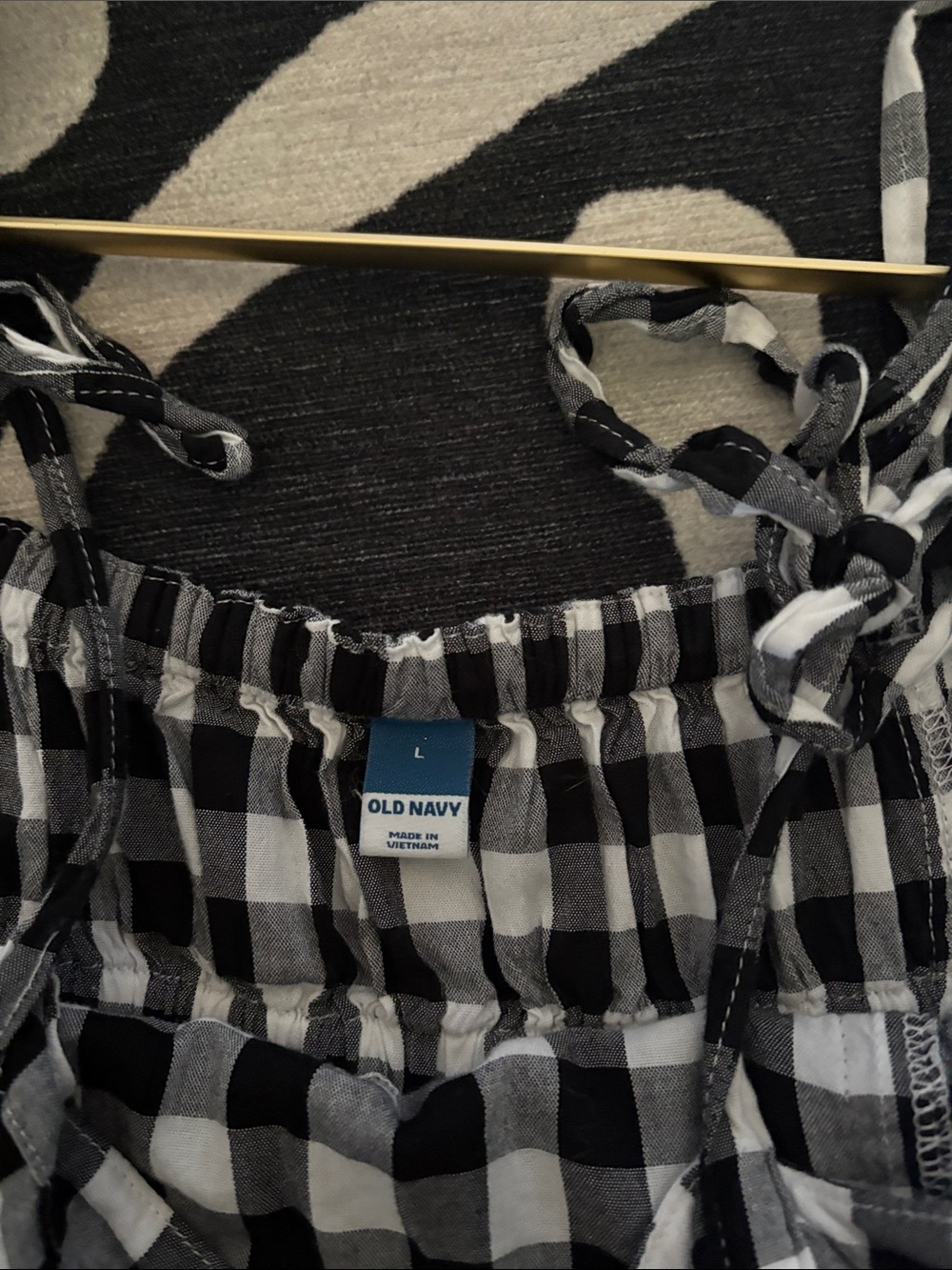 Old Navy Black and White Gingham Tie-Shoulder Dress - Picture 2 of 3